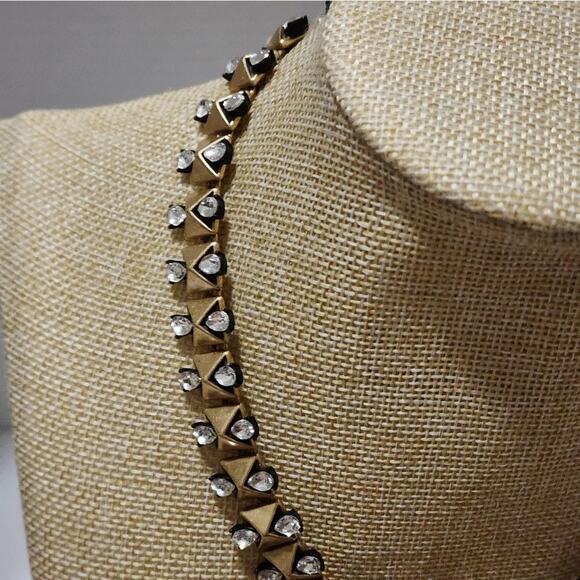 J. Crew 17" Brutalist Rhinestone stunning Crystal Runway‎ Statement Necklace - Picture 4 of 7